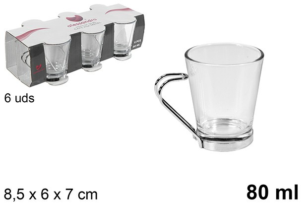 [8435509156255] TAZZINO CAFFE IN VETRO CON MANICO IN METALLO