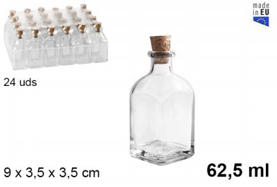 [8435509157887] BOTTIGLIA QUADRATA VETRO/SUGHERO 62,5ML