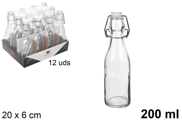 [8435509162171] BOTTIGLIA IN VETRO CON TAPPO MECANICO 200 ML