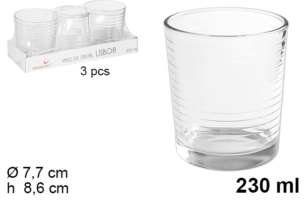[8435509172040] SET 3 BICCHIERI ACQUA LISBOA 230ML