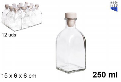 [8435509175379] BOTTIGLIA VETRO CON TAPPO PLAST. 250ML