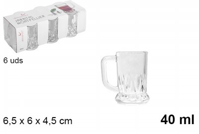 [8435509176529] PACK 6 BICCHIERINI DI VETRO MONTPELLIER 40 ML
