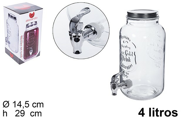 [8435509179452] BARATTOLO DI VETRO C/RUBINETTO 4LT