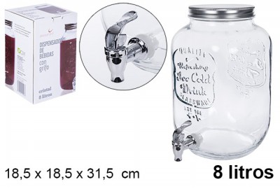 [8435509179476] BARATTOLO DI VETRO C/RUBINETTO 8LT