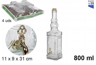 [8435509179681] BOTTIGLIA C/RUBINETTO VETRO 800ML