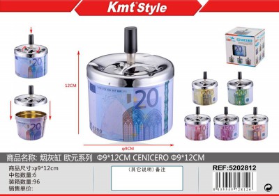 [8435545728126] POSACENERE STAMPA EURO C/COPERCHIO D9X12CM