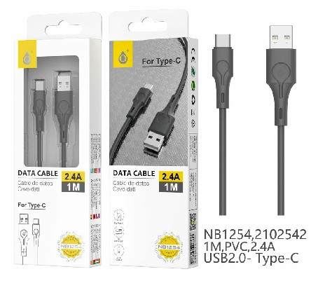 [8435606707381] CAVO DATI VENTOLA TIPO C, 1M 2,4 A, NERO