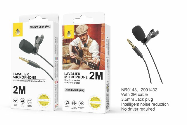 [8435606707633] MINI MICROFONO JACK AUDIO DA 3,5 MM CON CLIP GIRO,