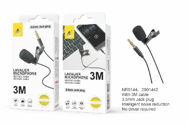 [8435606707640] MINI MICROFONO JACK AUDIO DA 3,5 MM CON CLIP GIRO,