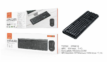 [8435606751780] TASTIERA WIRELESS 2.4GHZ E MOUSE SET 104 TASTI 2.4