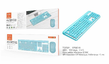 [8435606751803] TASTIERA WIRELESS 2.4GHZ E SET MOUSE 104 TASTI 2.4