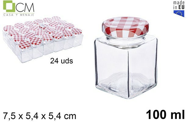 [8445255108095] BOTE CRISTAL CUADRADO TAPA VICHY 100ML