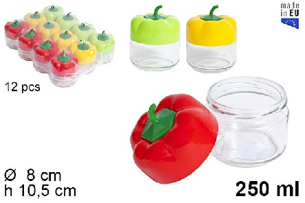 [8445255115123] BARATTOLO VETRO 250 ML C/TAPPO PEPERONI