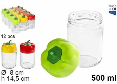 [8445255116656] BARATTOLO VETRO 500 ML C/TAPPO PEPERONI