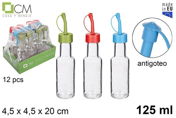 [8445255116724] OLIERA TONDA IN VETRO DORICA CON DOSATORE ANTIGOCC