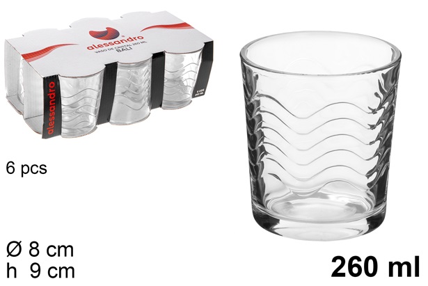 [8445255119398] OACK 6 BICCHIERI DA ACQUA IN VETRO BALI 260