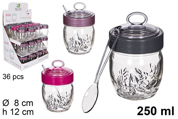 [8445255121636] BARATTOLLO DI VETRO CON CUCCHIAIO 250ML
