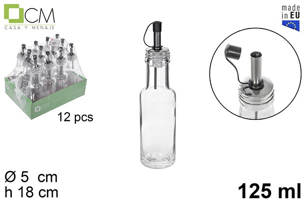 [8445255129137] ACEITERA VINAJERA CRISTAL REDONDA TAPON ACERO ANTI