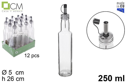 [8445255129144] OLIERA TONDA DI VETRO CON DOSATORE ANTIGOCCIA 250M