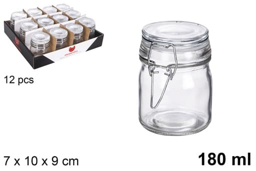 [8445255131444] BARATTOLO TONDO IN VETRO ERMETICO BIANCO 180 ML