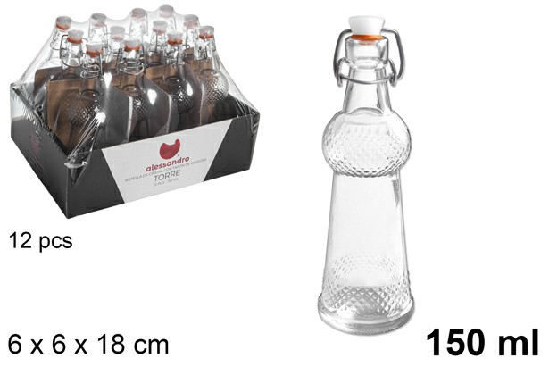 [8445255182323] BOTTIGLIA IN VETRO CON TAPPO MECCANNICO 150 ML