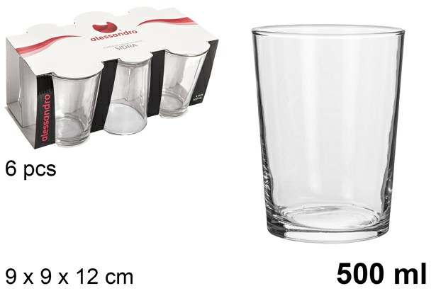 [8445255184167] BICCHIEREN DI VETRO PER IL SIDRO 500ML 6PZ