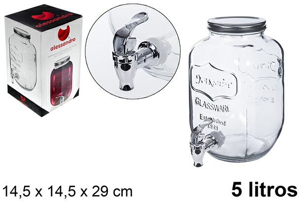 [8445255184242] DISTRIBUTORE ACQUA IN VETRO CON RUBINETTO 5L