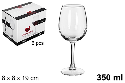 [8445255187380] PACK 6 CALICI IN VETRO DA VINO KING 350ML