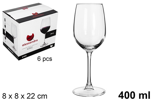 [8445255187397] 6 CALICI IN VETRO DA VINO KING 400ML