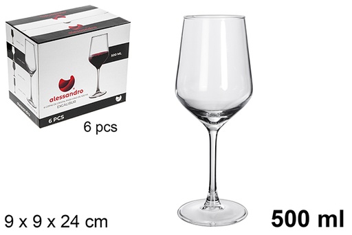 [8445255201529] PACK 6 CALICE IN VETRO DA VINO EXCALIBUR 500ML
