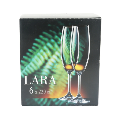 [8591651487804] SET 6 CALICI BOHEMIA CRISTAL LARA FLUTE 220CC