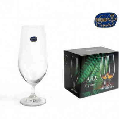 [8591651487941] SET 6 CALICI BOHEMIA CRYSTAL LARA BEER GLASSES 380