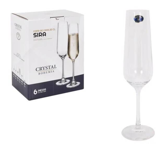 [8593410079404] SET 6 BICCHIERES DA CHAMPAGNE 200CC SIRA