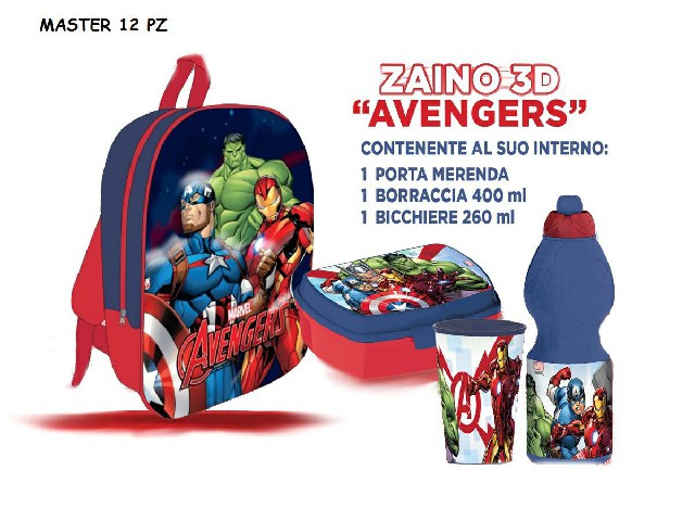 [8720193998244] AVENGERS ZAINETTO 3D C/ACCESSORI