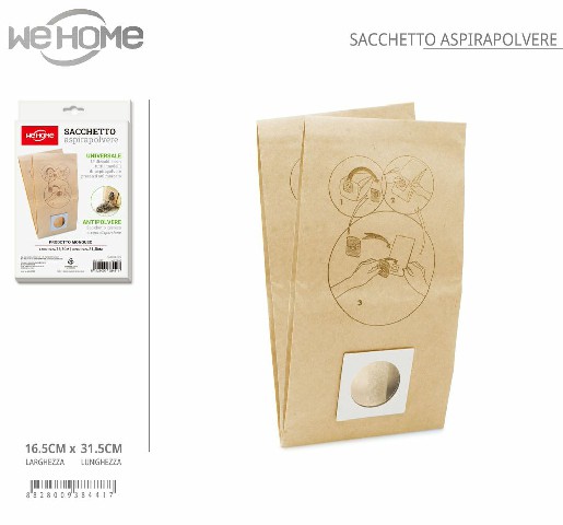 [8828009384417] SACCHETTO X ASPIRAPOLVERE 31,5X16,5CM 2PZ