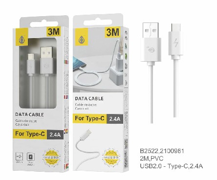 [8944870125222] CAVO DATI PER TIPO C, 2.4A 3M, BIANCO