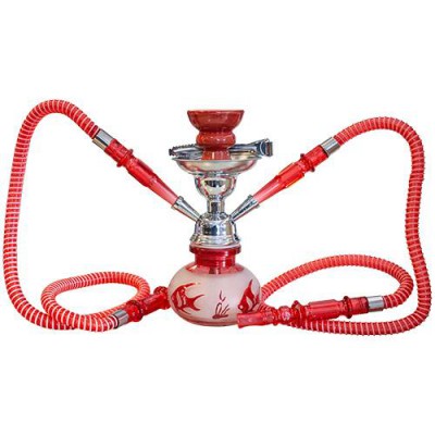 [9007013031404] NARGHILE HOOKAH CON 2 TUBI 28CM ROSSO