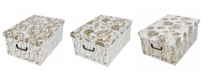 [9993000003717] BAULETTO MAXI GOLD FLOWERS 51X37XH24CM