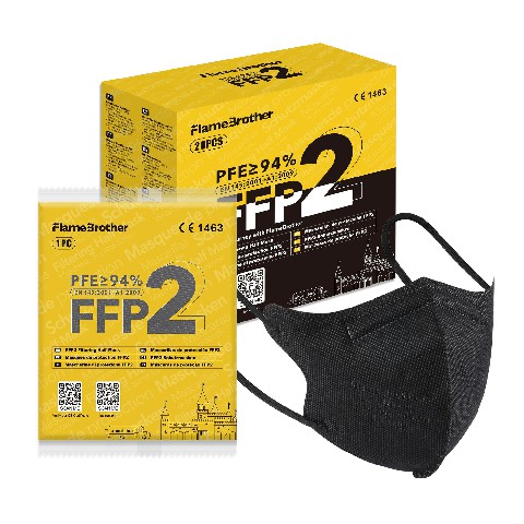 [6974859280620] MASCHERINE DI PROTEZIONE FFP2 NERO 20PZ