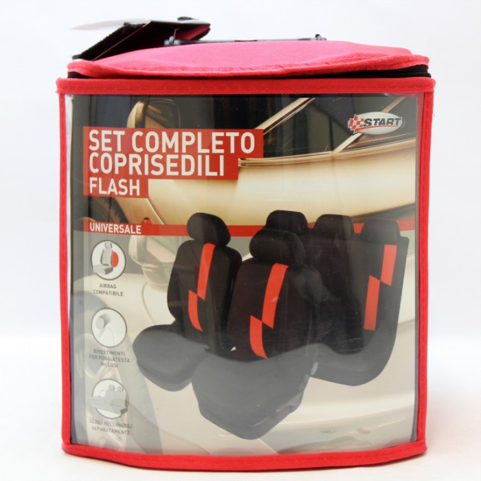 [8000866085717] SET COMPLETO COPRISEDILI FLASH ROSSO