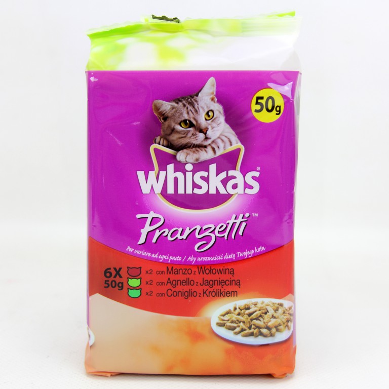 [8001220144859] WHISKAS GATTO PRANZETTI CARNI MISTE GR.50X6