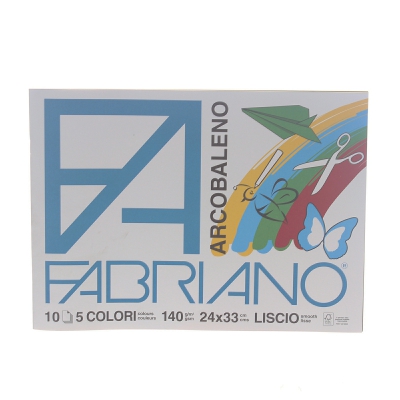 [8001348149064] FABRIANO DISEGNO ARCOBALENO 24X33 10F 5COL.LISCIO