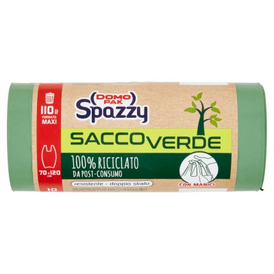 [8001410099129] DOMOPAK SACCO VERDE 110LT 10PZ C/MANICI