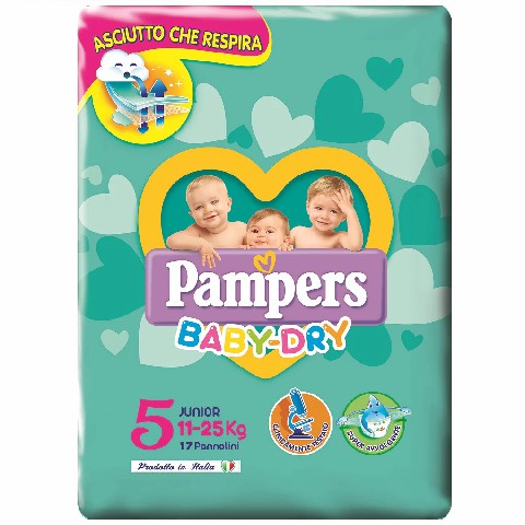 [8001480091290] PAMPERS BABY DRY 5 JUNIOR 17PZ