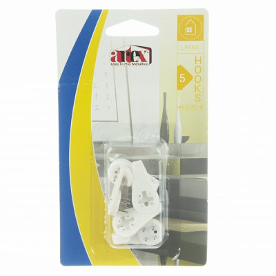[8001579202187] GANCETTO CON CHIODI SET 5 PZ. TESTA ROTONDA BIANCO