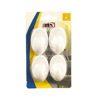 [8001579202316] GANCETTO OVALE ADESIVO 4 PZ MEDIO ABS BIANCO