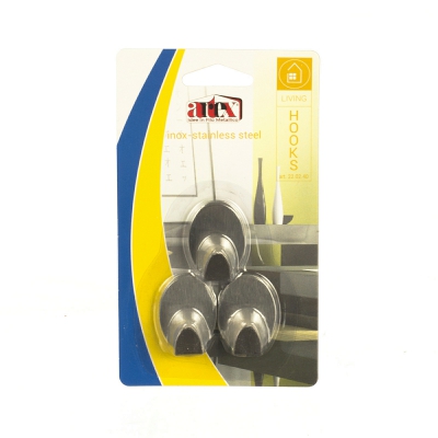 [8001579202408] GANCETTO OVALE ADESIVO 3 PZ. ACCIAIO INOX INOX