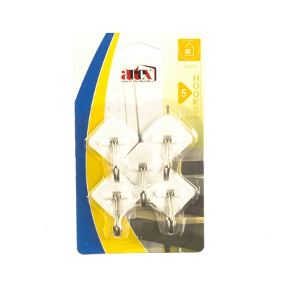 [8001579997526] GANCETTO ADESIVO A ROMBO SET 5 BIANCO