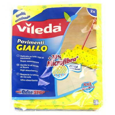 [8001940004754] VILEDA PANNO PAVIMENTI GIALLO XXL C/ODOR STOP 2PZ