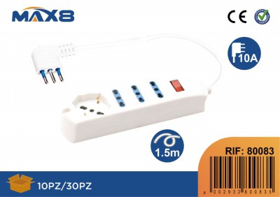 [8002932800835] MULTIPRESA 1PR UNIV 3PR BIPASSO 10/16A SPINA 10A
